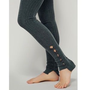 Free People Olive Green ButtonUp Sweater Leggings